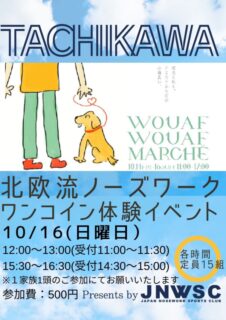 10/16 わふわふマルシェにて　ワンコイン北欧流ノーズワーク体験イベント開催